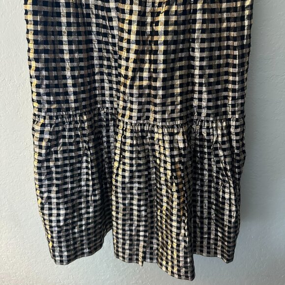 J Crew Black and Gold Gingham Party Dress - Size 8 - Picture 3 of 6